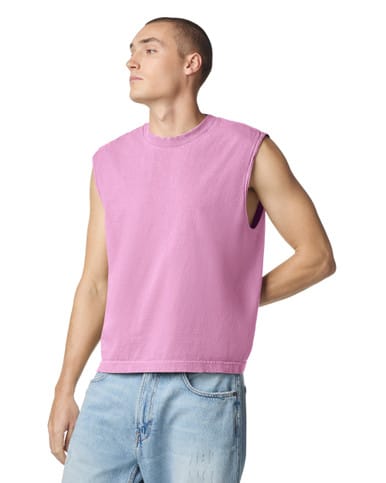 Heavyweight Cotton Unisex Garment Dyed Boxy Muscle T-Shirt - Image 5