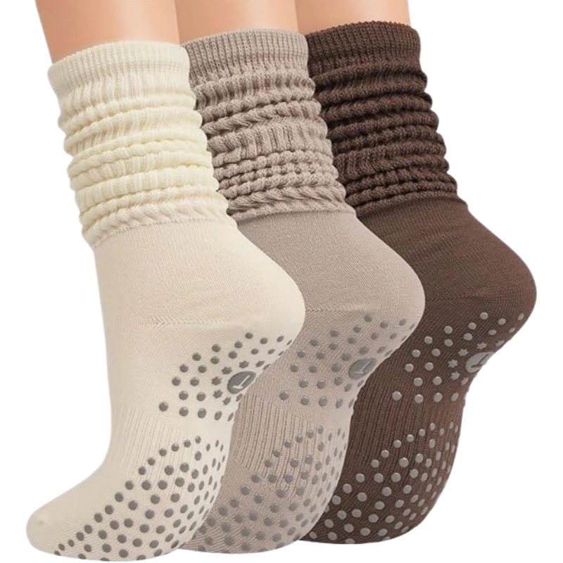 Pilates-Socks-with-Grips-for-Women-Yoga-Barre-Slouch-Socks-3-Pairs-LongNon-Slip